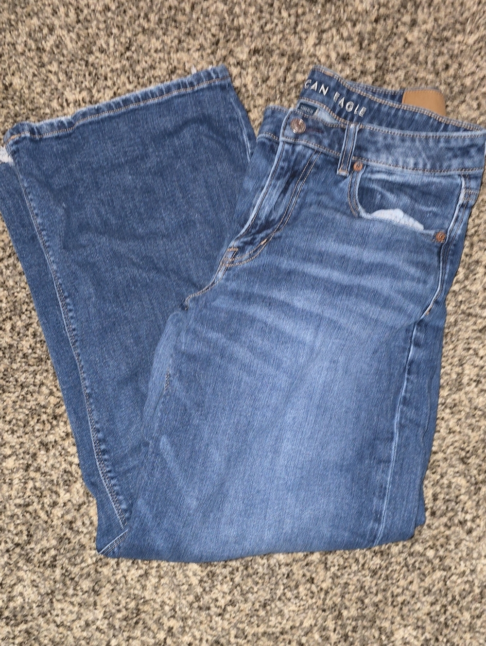 American Eagle Outfitters Women's Blue Straight-Leg Jeans